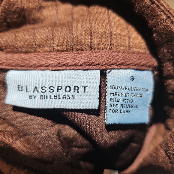 Vintage 90s Blassport by Bill Blass Quilted Zip Up Jacket Brown White Trim SizeS - Picture 3 of 4